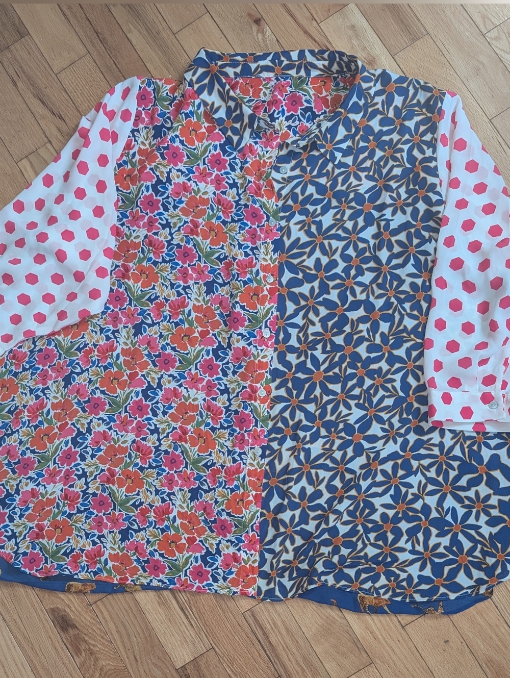 Rose & Olive Plus Flowy Blouse In Mixed Prints Size 3X